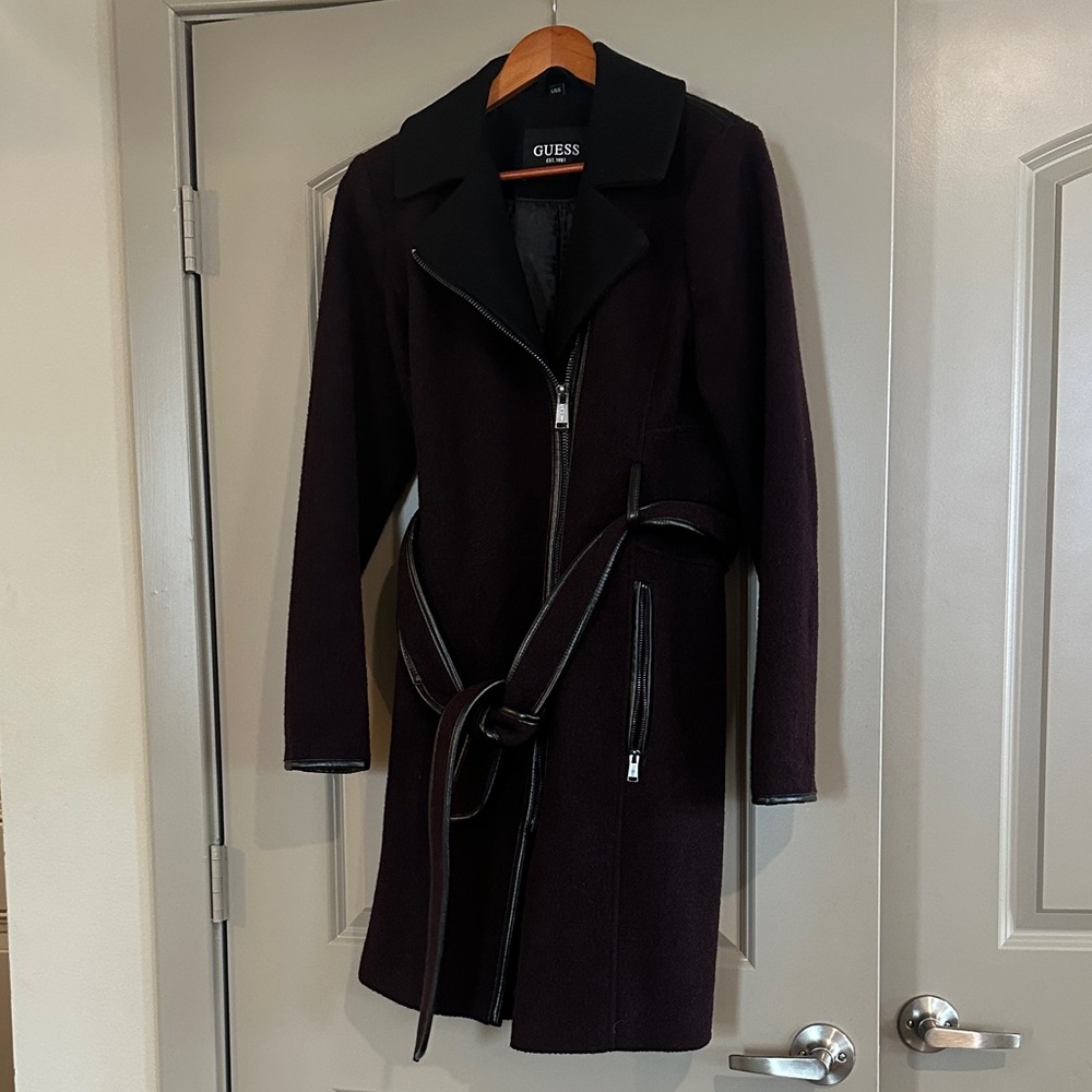 GUESS Women's Dark Purple Trench Coat